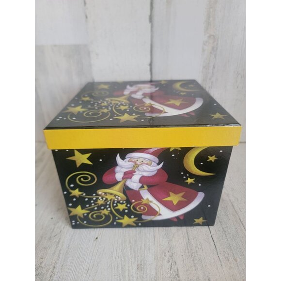 Santa box black star moon cardboard Xmas present gift - Picture 2 of 7